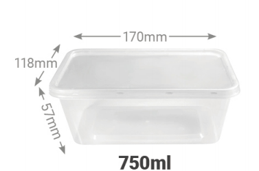 Envase PP Inyectado Cuadrado Con Tapa750ml(0.146€/Uds)(500Uds/Caja)170*118*57mm