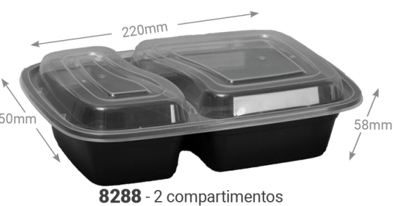 8288-2 Plastic Container(Black )(0.265€/Uds)    (150Uds/Caja)（双格）220*150*58mm
