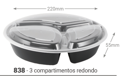 838-3 Plastic Container(Black )(0.265€/Uds)(150Uds/Caja)（圆三格）