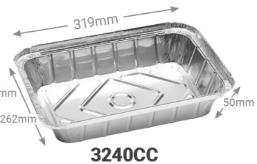 Envase Aluminio Rectangular con Tapa (0.464€/Uds)(400Uds/Caja)319*262*50mm