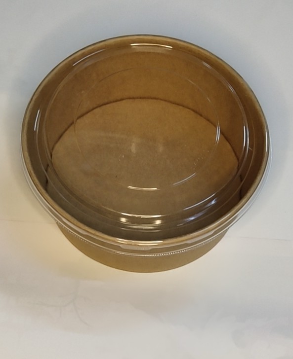 ENSALADERA DE CARTON KRAFT 1100ml +  TAPA PP（300Uds/Caja）(ɸ184*60mm)(0.23€/uds)