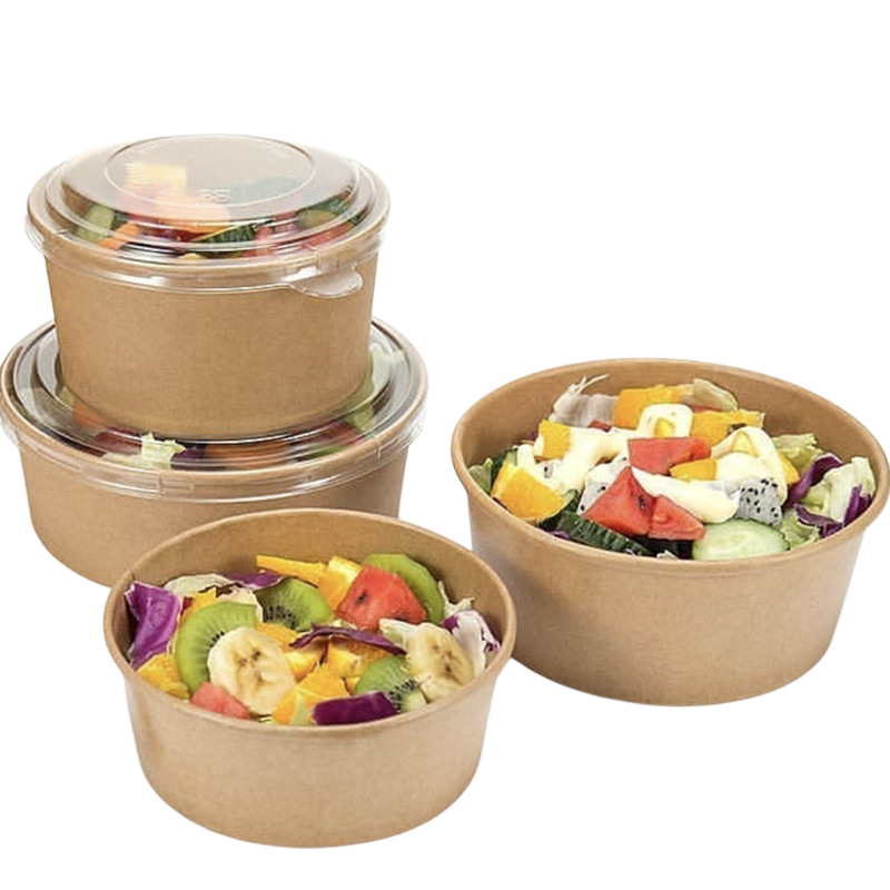 ENSALADERA DE CARTON KRAFT 1100ml +  TAPA PP（300Uds/Caja）(ɸ184*60mm)(0.23€/uds)