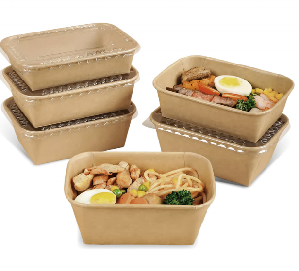 ENSALADERA DE RECTANGULAR KRAFT 750ml +  TAPA PP（300 uds）(0.247€/Uds)(170*120*58mm)