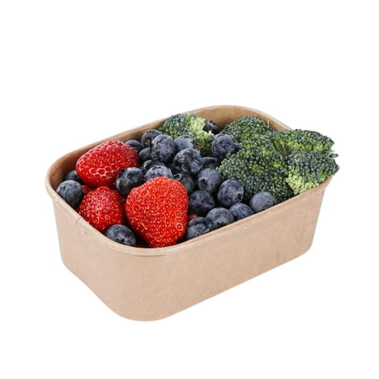 ENSALADERA DE RECTANGULAR KRAFT 750ml +  TAPA PP（300 uds）(0.247€/Uds)(170*120*58mm)