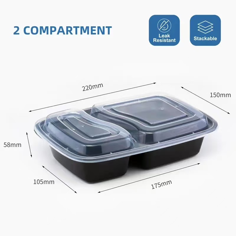 8288-2 Plastic Container(Black )(0.265€/Uds)    (150Uds/Caja)（双格）220*150*58mm