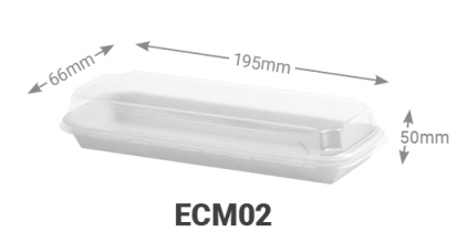 (0.6)ENVASE CARTON BLANCO+TAPA PET 195*66*50mm(0.150€/Uds)(400uds/Caja)