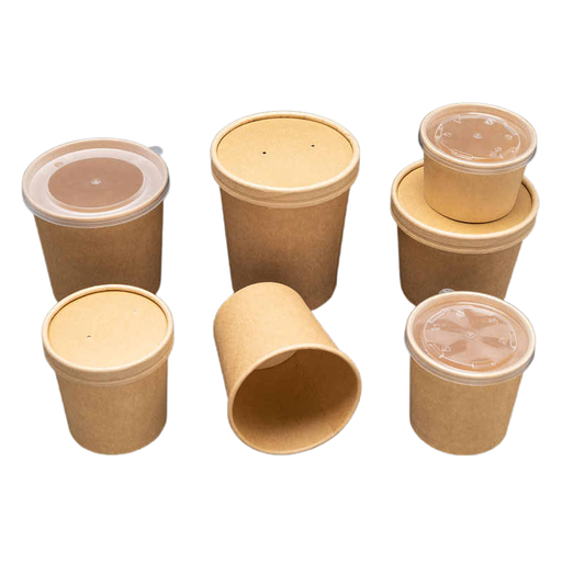 [CTS3-360ml PET] TARRO SOPA DE CARTON KRAFT 360ml  +TAPA PLAST(500uds)