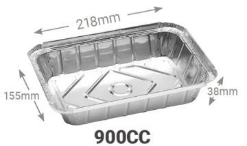 [EAR900] Envase Aluminio Rectangular con Tapa (0.193€/Uds)(800Uds/Caja)218*155*38mm