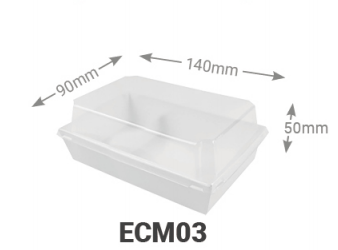 [ECM03] (0.8)ENVASE CARTON BLANCO+TAPA PET 140*90*50mm(0.145€/Uds)(300uds/Caja)