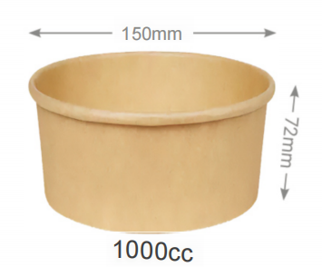 [carton11000157  1000ml] ENSALADERA DE CARTON KRAFT 1000ml +  TAPA PP（300uds）