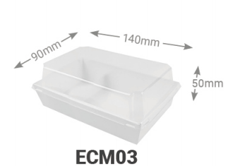 [XDH-03] ENVASE CARTON BLANCO+TAPA PET 140*90*50mm(400uds)