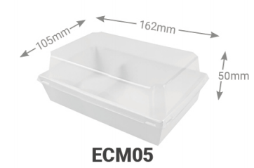 [XDH-05] (1.0)ENVASE CARTON BLANCO+TAPA PET 162*105*50mm(0.174€/Uds)(300uds/Caja)