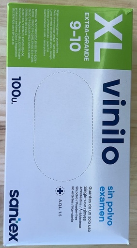 [266159] GUANTES VINILO S/POLVO, AQL 1.5, T/XL, Cj. 100und